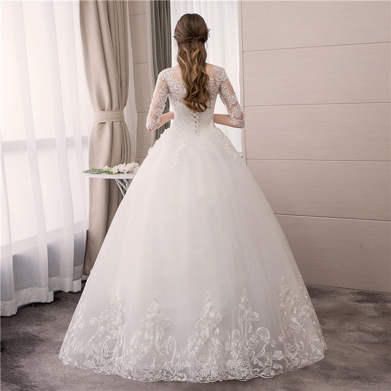 BridalBloom Double Shoulder Lace Floor Length Wedding Dress Elegance Bridal Evening Gown