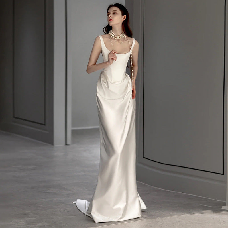 BridalBloom Satin Small Train Wedding Dress