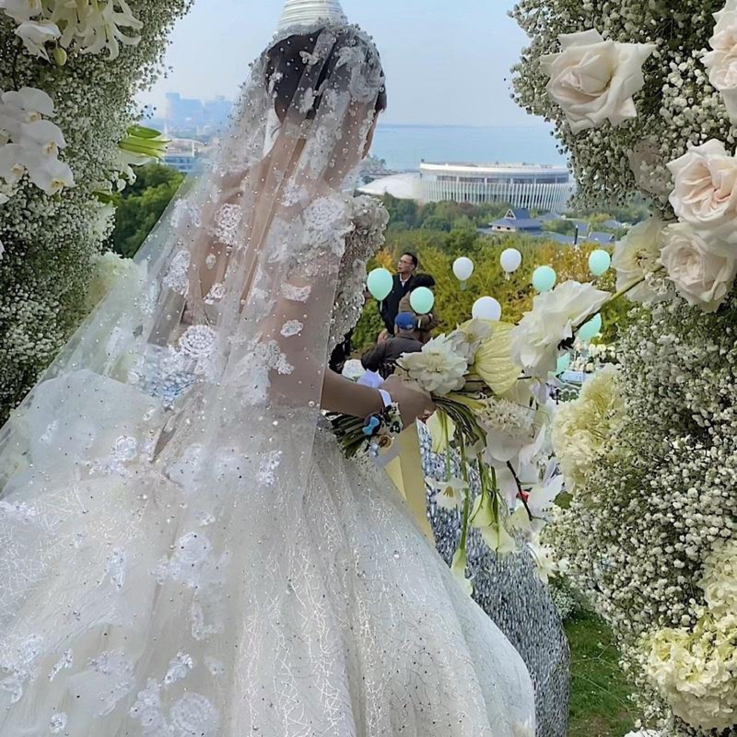 BridalBloom Bridal Wedding Lace Veil with Comb